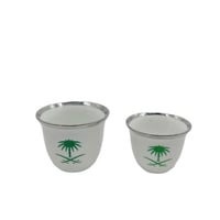 فنجان سيفين و نخلة اخضر فضي مطور