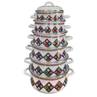 قدور غضار نقش سدو -طقم 6حبة