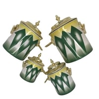 علب سكر وشاي نقش غضار -طقم 4حبة