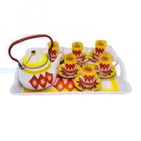 طقم شاي نقش غضار احمر