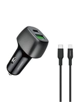 شاحن سيارة سريع 38 واط بمنفذين USB و USB-C مع كابل...
