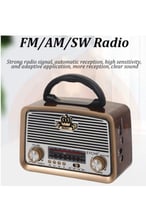 راديو كلاسيكي خشبي محمول بتقنية البلوتوث و USB بتص...
