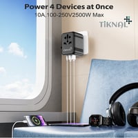 شاحن دولي عالمي تكنل GaN بقدرة 20W – 3 مخارج USB و...