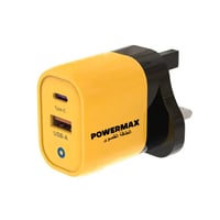 شاحن جداري بمنفذين usb + usb_c من باور ماكس