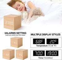 ساعة طاولة خشبية رقمية شكل مربع HY008