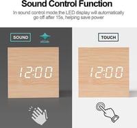 ساعة طاولة خشبية رقمية شكل مربع HY008