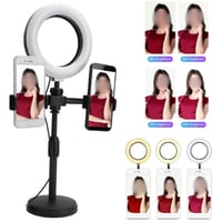 حامل جوال مزدوج مع إضاءة لايف احترافية