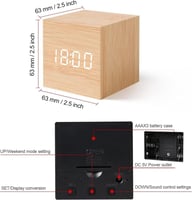 ساعة طاولة خشبية رقمية شكل مربع HY008