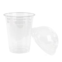 اكوب بلاستيك شفافة مع غطاء قبة و مصاص بمقاسات مختل...