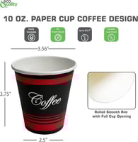 50 كوب ورقي أصلي للقهوة تصميم أسود وأحمر أنيق