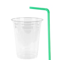 اكوب بلاستيك شفافة مع غطاء قبة و مصاص بمقاسات مختل...