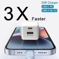 DENX - شاحن منزلي سريع المنافذ: USB + Type-C م/DX2...