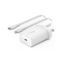 belkin - شاحن جداري 25 واط PD مع كيبل لايتينج - اب...