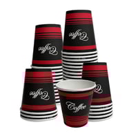 50 كوب ورقي أصلي للقهوة تصميم أسود وأحمر أنيق