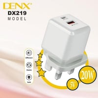 DENX - شاحن منزلي سريع المنافذ: USB + Type-C م/DX2...