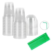 اكوب بلاستيك شفافة مع غطاء قبة و مصاص بمقاسات مختل...