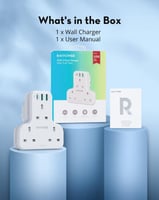 RAVPOWER - شاحن جداري 3 منافذ + USB+ PD منفذين ابي...