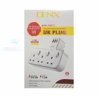 DENX- قسام كهرباء ثلاثي مع منفذين USB ومنفذ PD م/D...