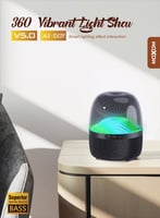 BASTEC - سماعة سبيكر مكبر صوت مع اضاءة LED اسود -...