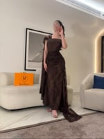 فستان سهره بلون البني الدانتيل