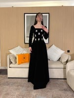 فستان مخمل اسود انيق