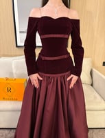 فستان سهره عنابي مخمل