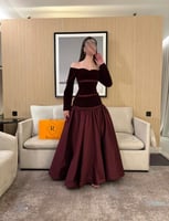 فستان سهره عنابي مخمل