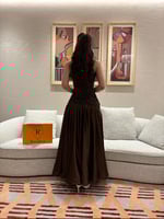 فستان بني سهره انيق