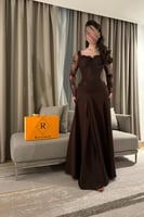 فستان بني دانتيل