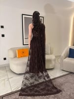 فستان سهره بلون البني الدانتيل