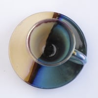 فنجان فخاري يدوي بيور ذهبي وأزرق متلألئ 110 مل