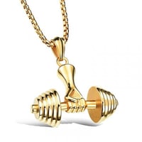 سلسال بتعليقة شكل يد تحمل دامبلز لون ذهبي