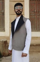 سديري دبل فيس رمادي وكحلي “جوخ"