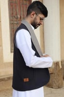 سديري دبل فيس رمادي وكحلي “جوخ"