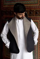 سديري دبل فيس رمادي وكحلي “جوخ"