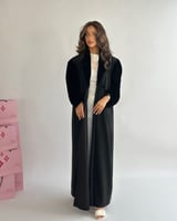 عباية سوداء مخمل و شامواه - G205