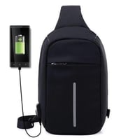 حقيبة سفر مضادة للسرقة مزوّدة بمنفذ شحن USB أسود