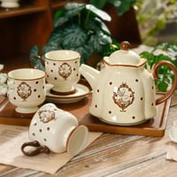 طقم إبريق شاي +2 كوب سيراميك جيربيرا أرنب - تصميم...