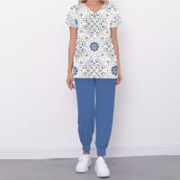 سكراب نقشة زهور أزرق وذهبي محورية