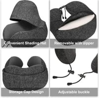 وسادة سفر مغطاة على شكل حرف U، وسادة سفر ميموري فو...