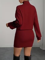 فستان انيق بطبعة زهور وياقة عالية , متعدد الالوان