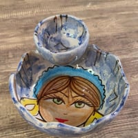 وعاء خزفي برسومات يدوية وعاء للاطعمه والصغير للصوص...