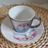 كوب المرايا مع رسمة الوز سعة 230مل