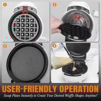 ماكينة وافل صغيرة 6 في 1 مع 8 أطباق وافل (قابلة لل...