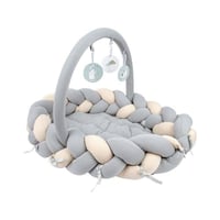 عش متنقل للاطفال الرضع مع حاجز قماشي و العاب معلقة