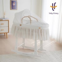 سلة موسى دانتيل مع حامل هزاز أبيض