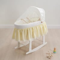 سلة موسى بخامة اللنن مع حامل هزاز أبيض