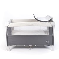 سرير ومحبس مع طاولة تغيير - رمادي