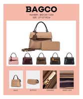 شنطة يد نسائية ومحفظة جلد بيج من BAGCO – تصميم عصر...