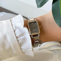 طقم ساعة وإسوارة نسائية فخمة من ديفوشي فضي و ذهبي